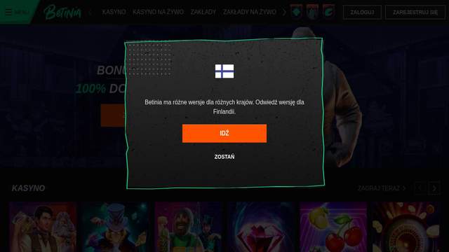 Betinia casino screenshot